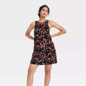 a new day Abstract Black and Brown Mini Dress